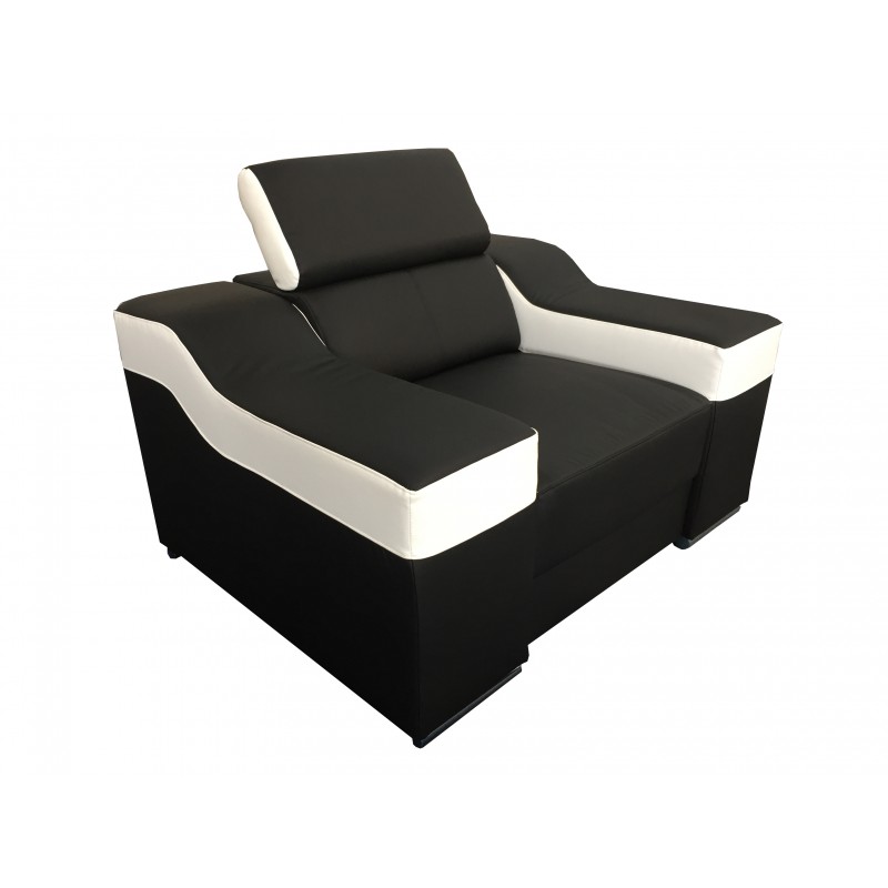 Fauteuil MANATHAN simili noir et blanc 1 Fauteuil MANATHAN simili noir et blanc 1