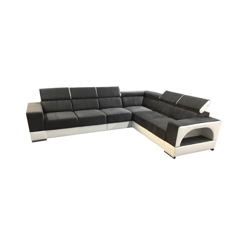 Canapé Angle Convertible 5 Places - RAFAELLO gris foncé et blanc 1 Canapé Angle Convertible 5 Places - RAFAELLO gris foncé et blanc 1