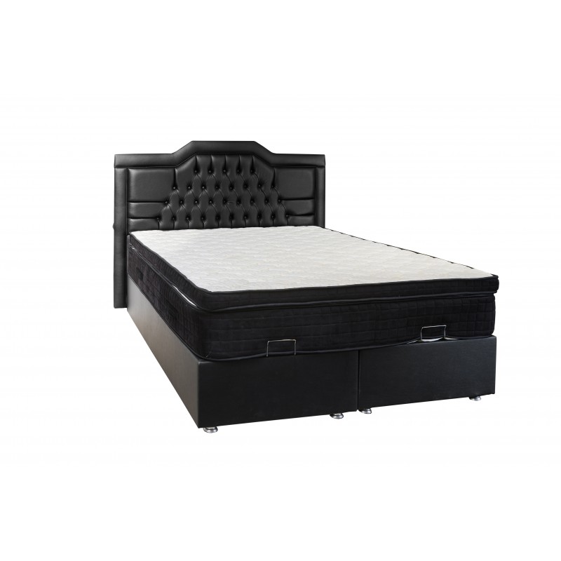 Lit Boxspring Coffre - DORTMUND simili noir 1 Lit Boxspring Coffre - DORTMUND simili noir 1
