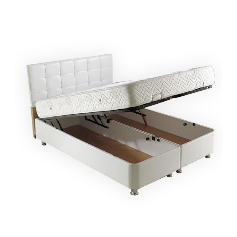 Lit Boxspring Coffre - HANNOVER simili blanc 1 Lit Boxspring Coffre - HANNOVER simili blanc 1