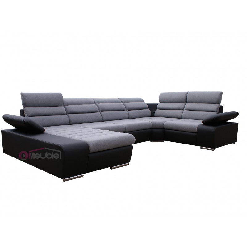 Canapé XL angle droit gris clair / noir 1