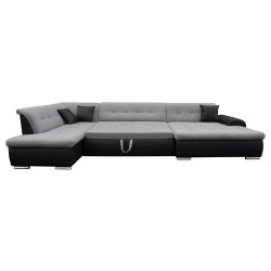 Canapé Panoramique Convertible VERONA gris clair et noir 1