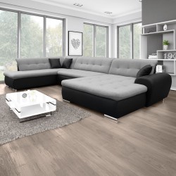 Canapé Panoramique Convertible VERONA gris clair et noir 11