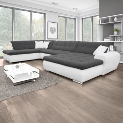 Canapé Panoramique Convertible VERONA gris foncé et blanc 2