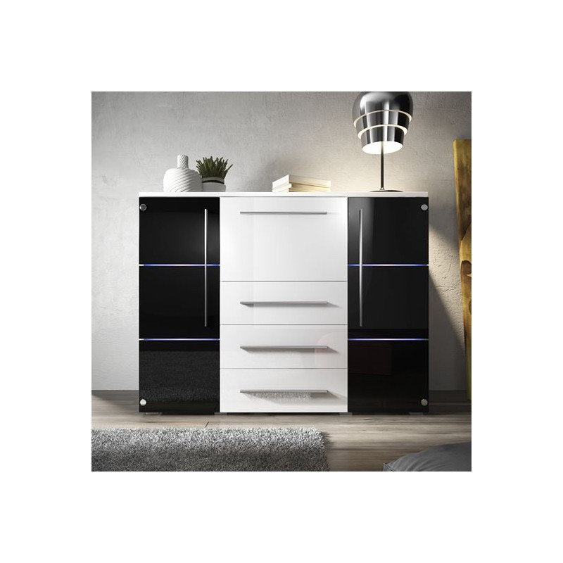 Meuble Bahut - BARI noir et blanc Meuble Bahut - BARI noir et blanc